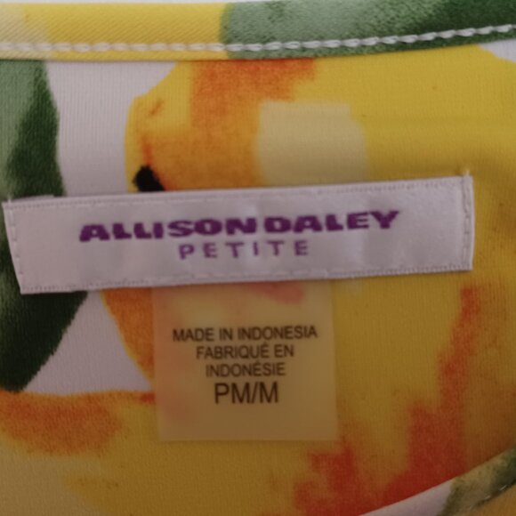 Women's Allison Daley Floral Yellow Flower Spring/Summer Blouse Size Petite M - Picture 3 of 6